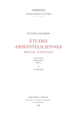Tudes aristotliciennes - tudes,