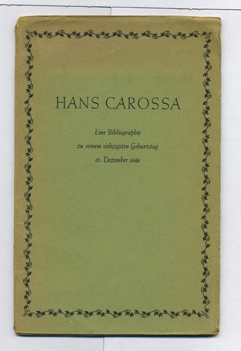 Hans carossa eine - hans,