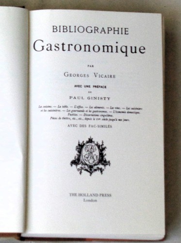 Bibliographie gastronomique - bibliographie,